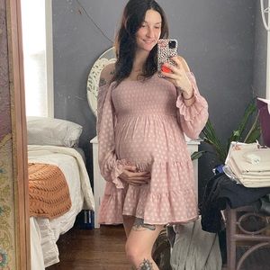 Mauve polka dot dress